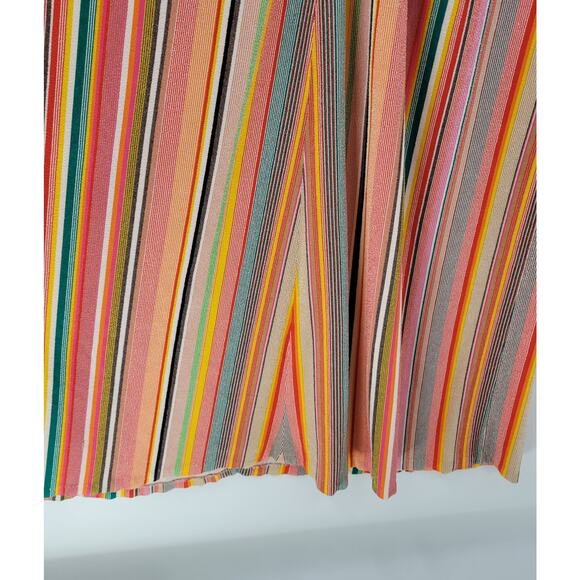 VTG Sears 70s Multicolor Striped House Coat Small Orange Robe Keyhole Back - Picture 13 of 16